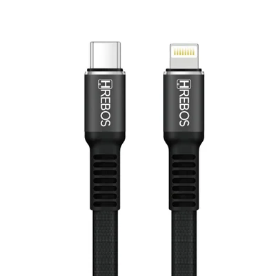 Cabo Turbo Hrebos Hs-284 Flat Premium Usb-c P/ Lghtng 1m