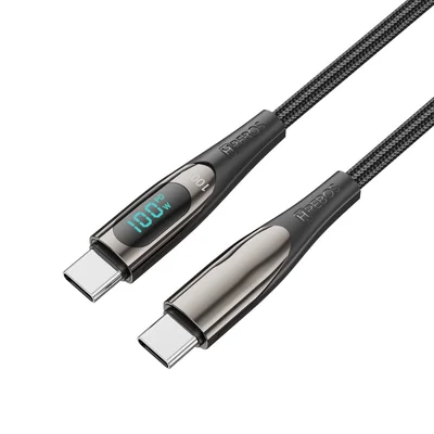 Cabo Turbo Hrebos Cb-384c View Display 100w Usb-c Usb-c 2m Preto