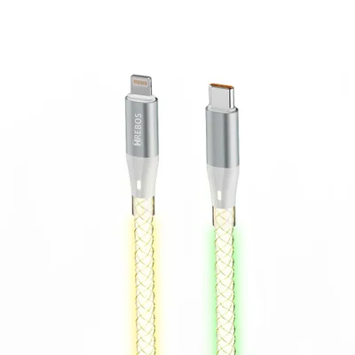 Cabo Turbo Hrebos Cb-508i Neon RGB Usb-c Para Lightng 1m