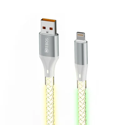 Cabo Turbo Hrebos Cb-507i Neon RGB Usb Para Lightng 1m