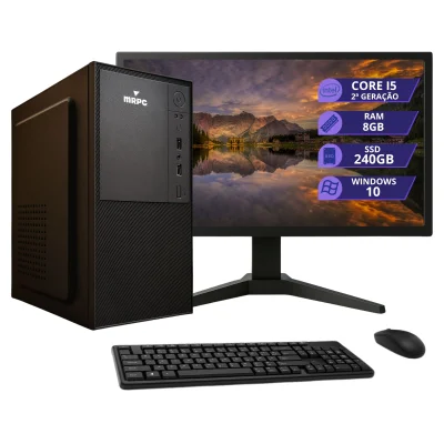 Computador Completo Intel i5 2ª Geração 8GB Ddr3 SSD 240GB Monitor 19" LED HDMI WINDOWS 10