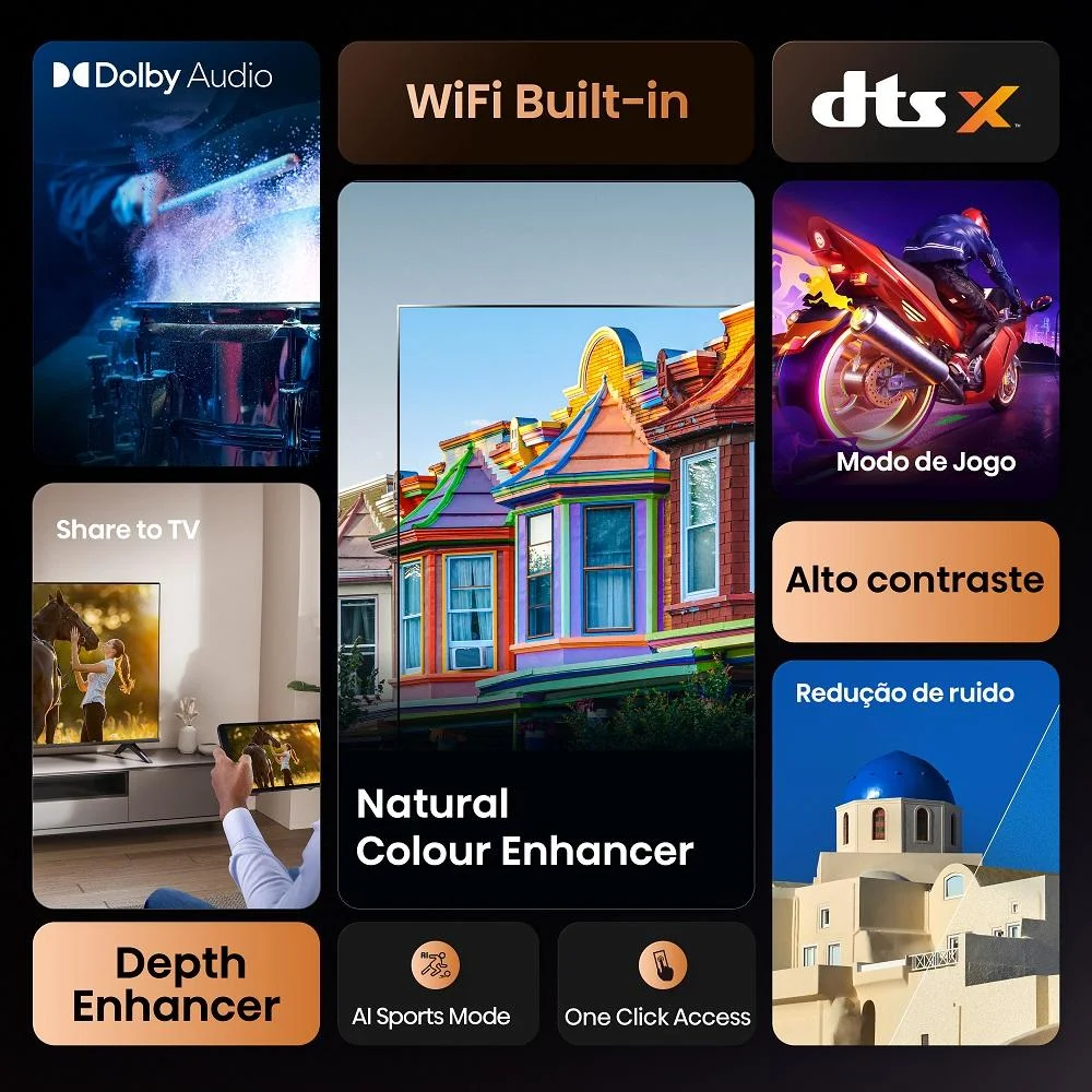 Smart TV Hisense DLED HD 32" 32A4NV com Processador AI HDR10 DTS Virtual X DLNA Alexa e Google Home Smart TV Hisense DLED HD 32" 32A4NV com Processador AI HDR10 DTS Virtual X DLNA Alexa e Google Home
