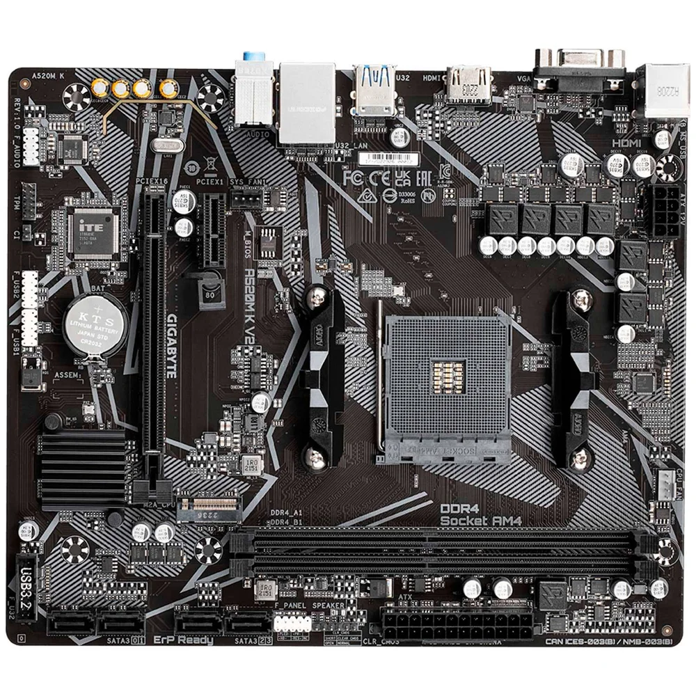 Placa Mãe Gigabyte A520m-k V2, Socket Amd Am4, Ddr4, HDMI, Usb 3.0, Slot M.2 Nvme, Micro Atx 6