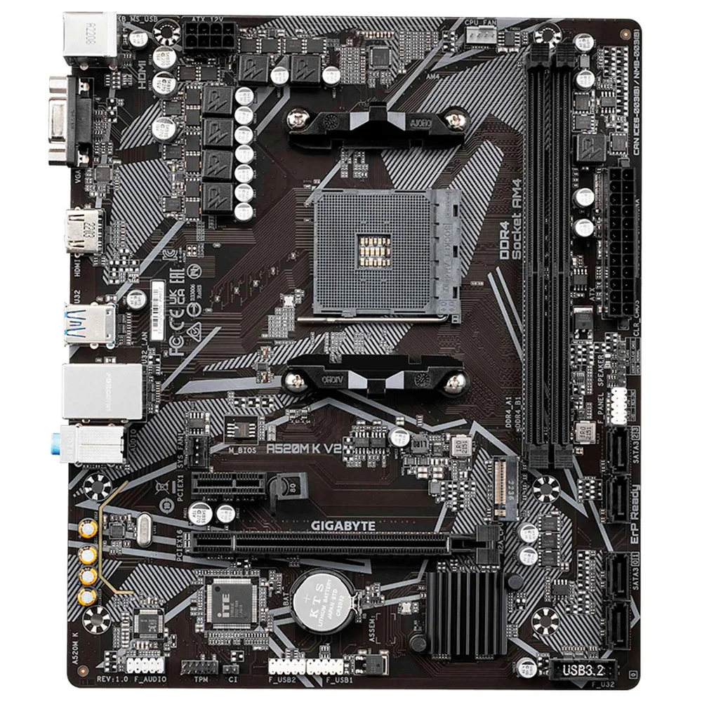 Placa Mãe Gigabyte A520m-k V2, Socket Amd Am4, Ddr4, HDMI, Usb 3.0, Slot M.2 Nvme, Micro Atx 7