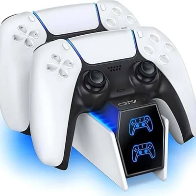 Base Horizontal Para 2 Controles Compativél Com Ps5 Dock  Com LED