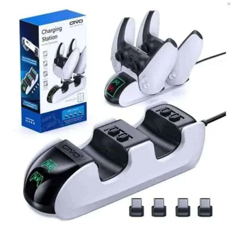 Imagem 3 de 3 do produto Base Horizontal Para 2 Controles Compativél Com Ps5 Dock  Com LED