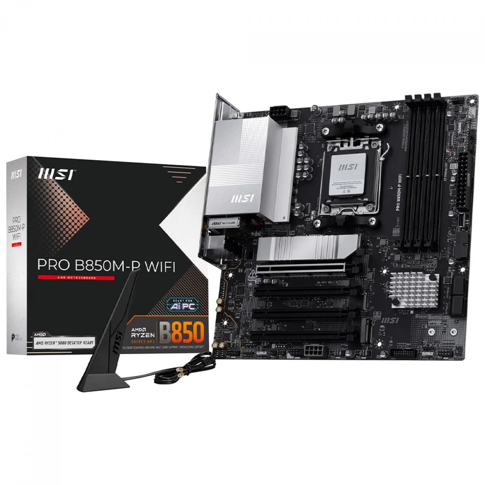 マザーボード MSI PRO B850M-A WIFI+Ryzen 5 8400f+IS50X MSI Placa-mãe PRO B850M-A WiFi PZ, Back-Connect mATX - Suporta
