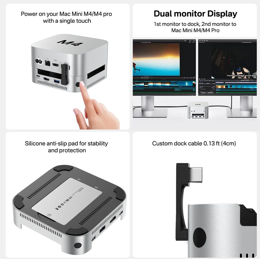 Imagem 4 de 5 do produto Dock Station Hub 11 Em 1 Para Mac Mini M4/4 Pro 4k 60hz HDMI