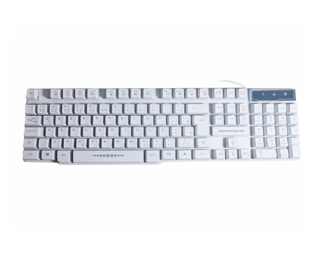 Imagem 2 de 5 do produto Kit Gamer K-Mex Branco RGB Rainbow Teclado ABNT2 + Mouse Óptico 1000 DPI Ergonômico USB