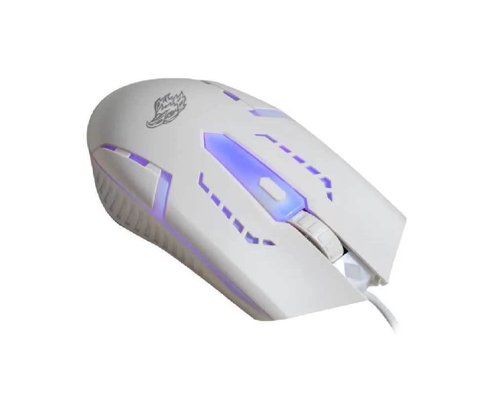 Imagem 4 de 5 do produto Kit Gamer K-Mex Branco RGB Rainbow Teclado ABNT2 + Mouse Óptico 1000 DPI Ergonômico USB