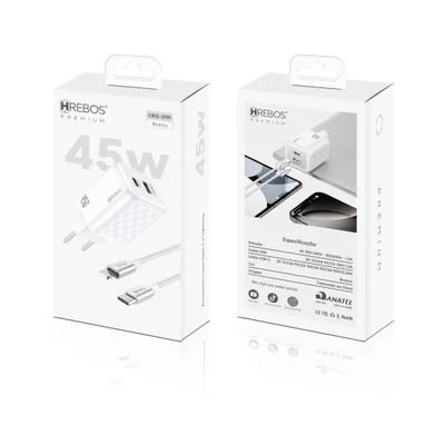 Carregador Hrebos Crg-219i White Chess 45w Cabo Lghtng