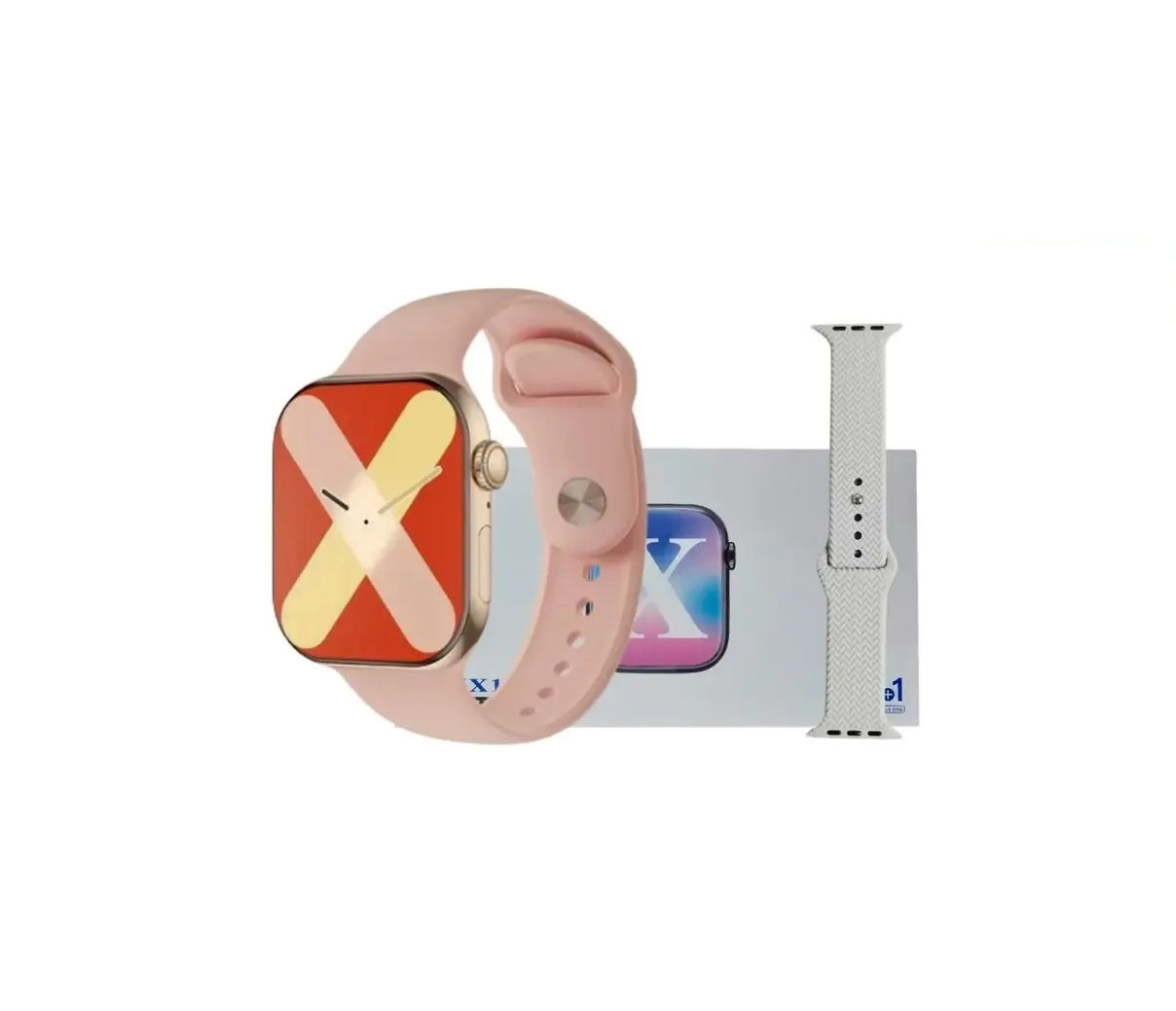 Smartwatch Kx10 Série 10 46mm Com Chatgpt, 2 Pulseiras Rosa E Branca