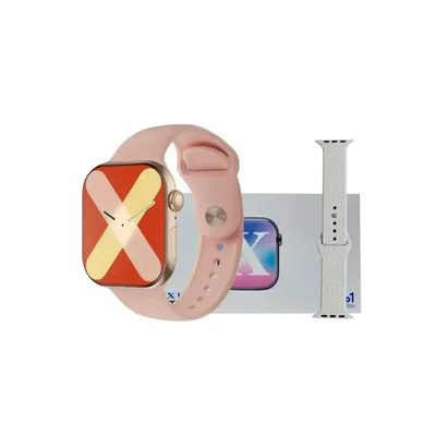 Smartwatch Kx10 Série 10 46mm Com Chatgpt, 2 Pulseiras Rosa E Branca