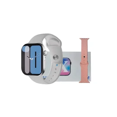 Smartwatch Kx10 Série 10 46mm Com Chatgpt, 2 Pulseiras Branca E Rosa