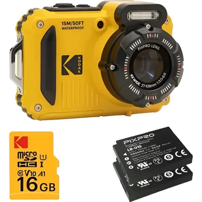 Câmera Kodak Pixpro Wpz2 Waterproof Amarela (2 Bat + Mem 16gb)