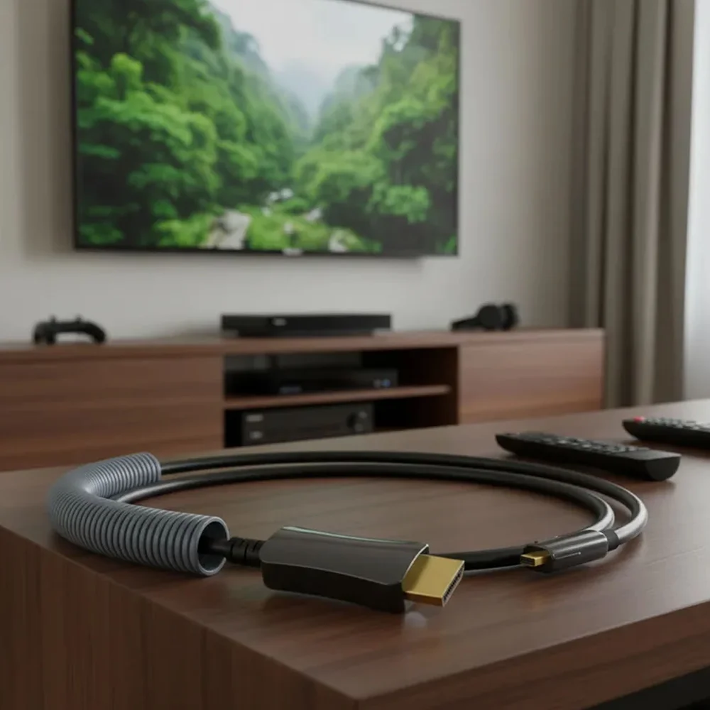 Imagem 4 de 5 do produto Cabo HDMI 15 Metros 8k 2.1 Fibra Óptica - 2 Em 1 Plug Destacável