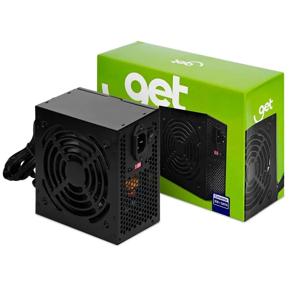 Fonte Atx 500w Real Get C/cabo De Força Bivolt Preto