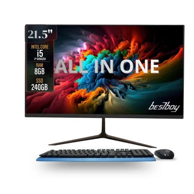 Computador All In One Work Machine Bestboy Intel Core i5 2º 8GB Ram SSD 240GB Mou Tec 21.5 Pt