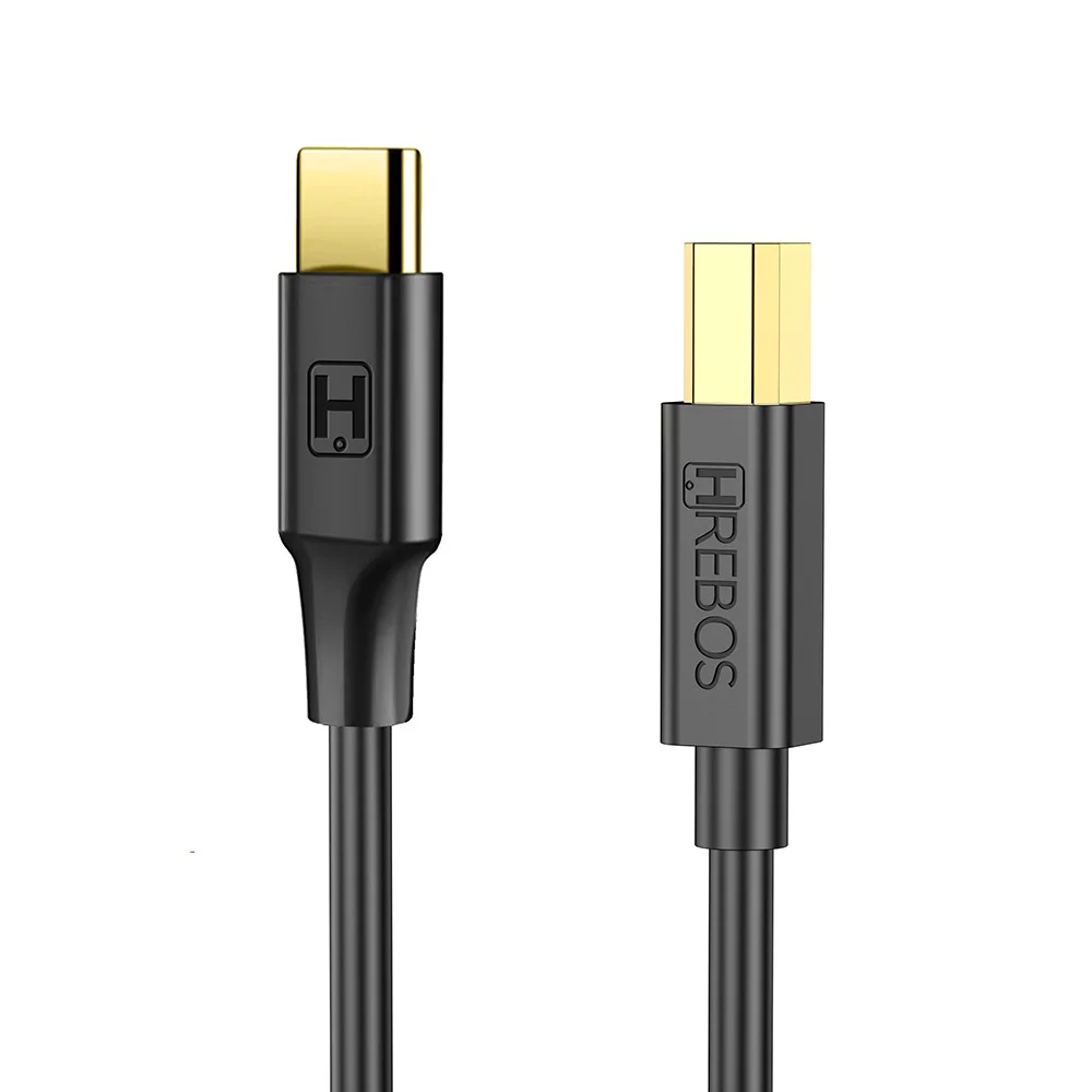 Imagem 2 de 5 do produto Cabo De Impressora Hrebos If-246 Usb-c Para Usb-b 2m Preto