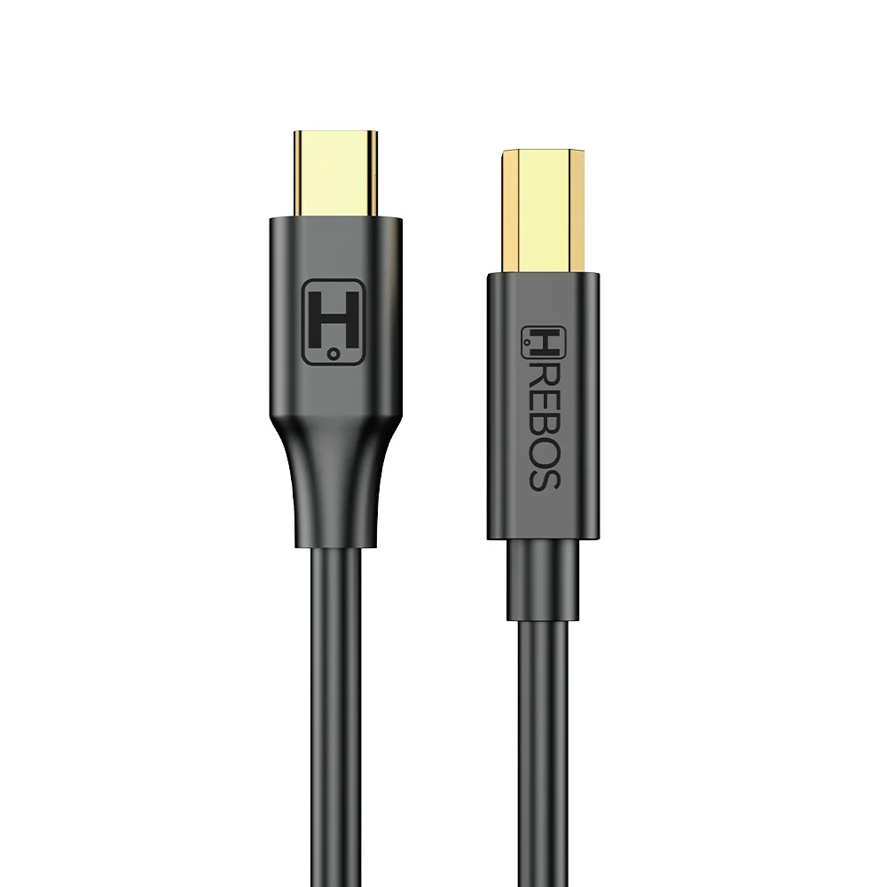 Imagem 4 de 5 do produto Cabo De Impressora Hrebos If-246 Usb-c Para Usb-b 2m Preto