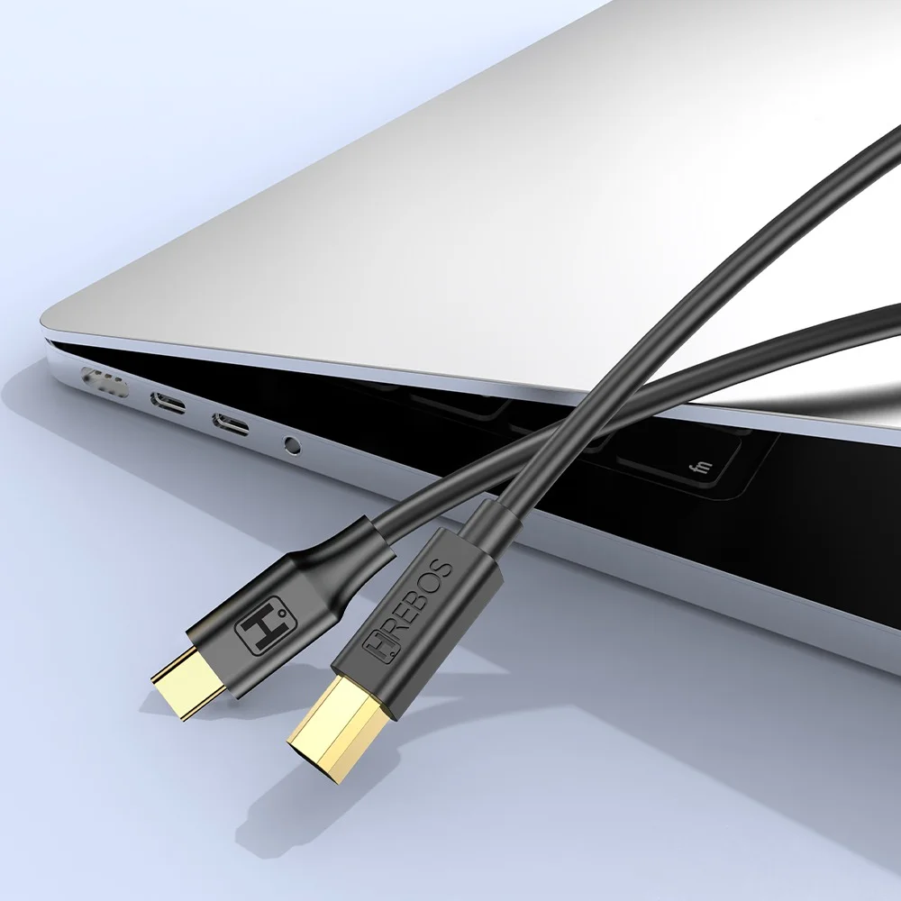 Imagem 5 de 5 do produto Cabo De Impressora Hrebos If-246 Usb-c Para Usb-b 2m Preto