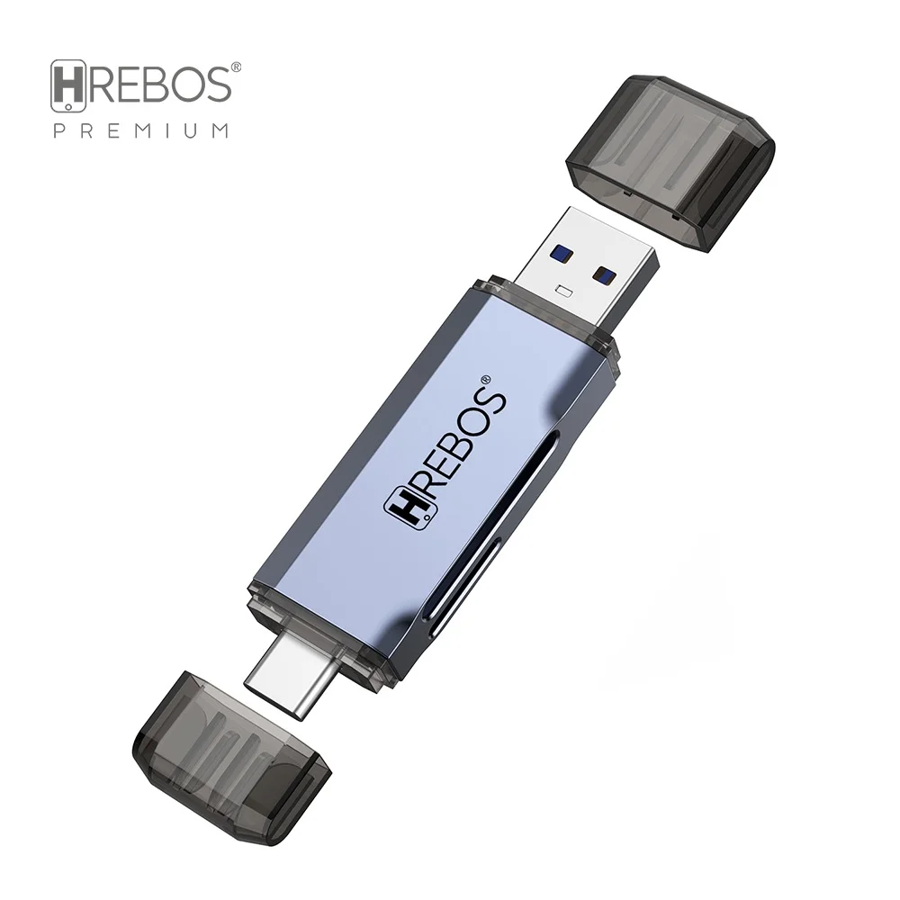 Imagem 3 de 5 do produto Leitor De Cartão Sd E Micro Sd Hrebos If-244 Usb 3.0 Cinza