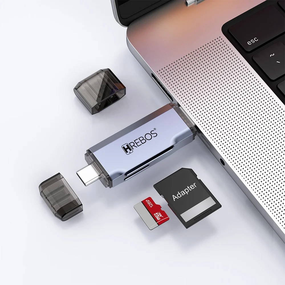Imagem 4 de 5 do produto Leitor De Cartão Sd E Micro Sd Hrebos If-244 Usb 3.0 Cinza