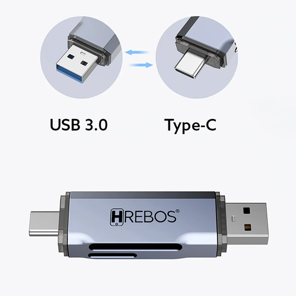 Imagem 5 de 5 do produto Leitor De Cartão Sd E Micro Sd Hrebos If-244 Usb 3.0 Cinza