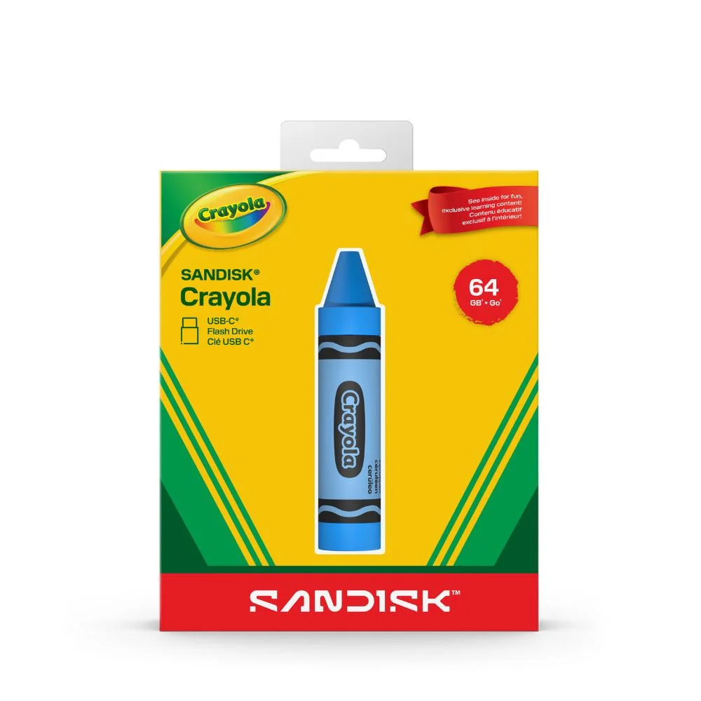 Imagem 3 de 3 do produto Pen Drive 64gb Usb-c 3.2 Sandisk Crayola Cerulean Blue, Sdczic-064g-g46b