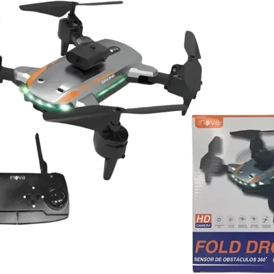 Drone Com Câmera Dupla 4k, Gps, Sensor De Obstáculos, Dobrável, Cor Prata, 2 Baterias, Controle Remoto, Wi-fi