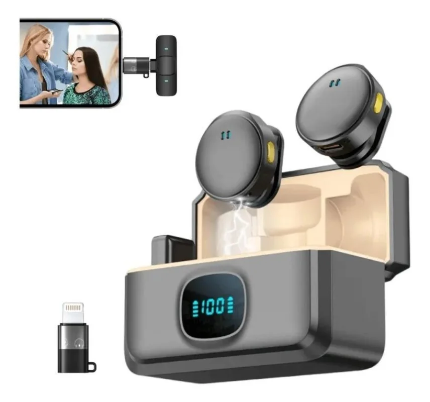 Imagem 4 de 5 do produto Microfone Lapela Sem Fio Magnético Android E Ios Duplo Ante Ruído