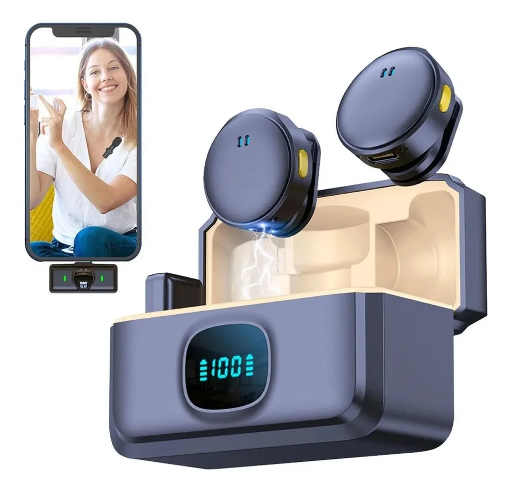 Imagem 4 de 5 do produto Microfone Lapela Sem Fio Magnético Android E Ios Duplo Ante Ruído
