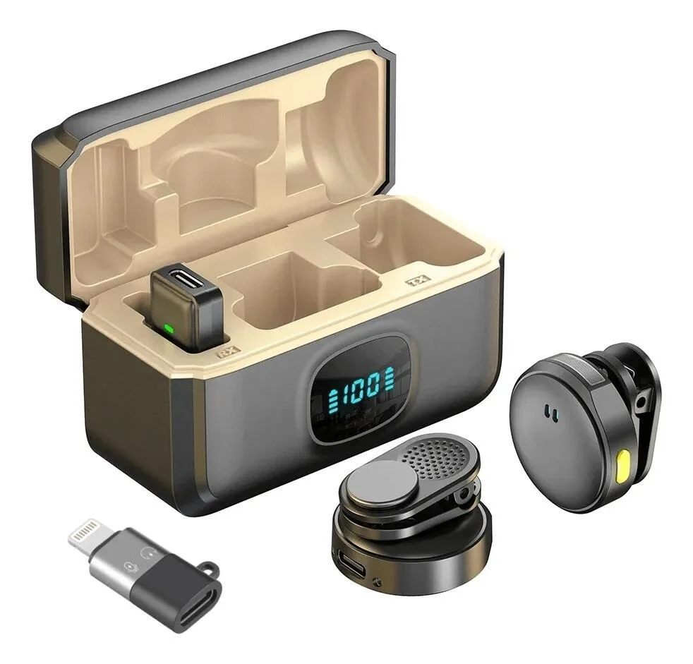 Imagem 5 de 5 do produto Microfone Lapela Sem Fio Magnético Android E Ios Duplo Ante Ruído
