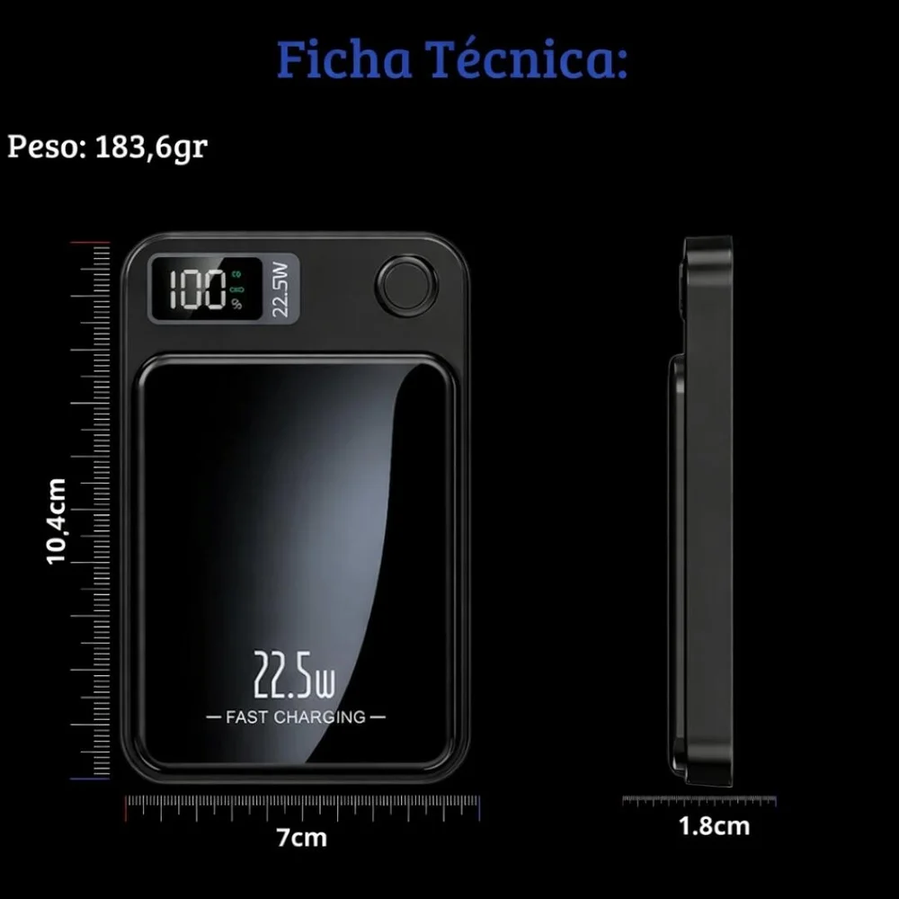 Imagem 3 de 5 do produto Power Bank Magsafe 10.000mah 22.5w Turbo Fy-y220