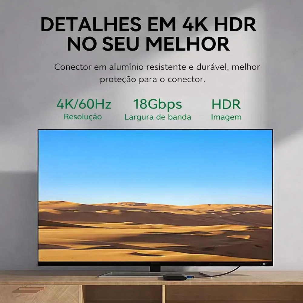 Imagem 5 de 5 do produto Cabo HDMI 2.0 4k Hdr 60hz Alta Velocidade 18GBps 15m