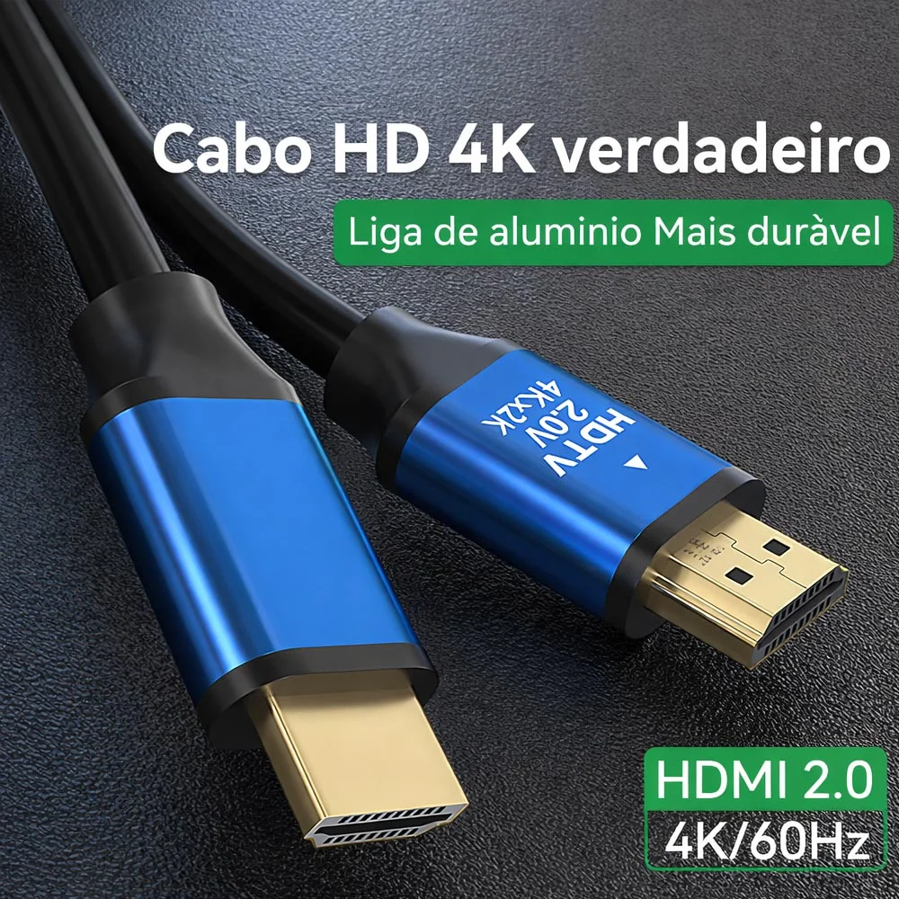 Imagem 2 de 5 do produto Cabo HDMI 2.0 4k 60hz Hdr 18GBps Conector Alumínio 15m