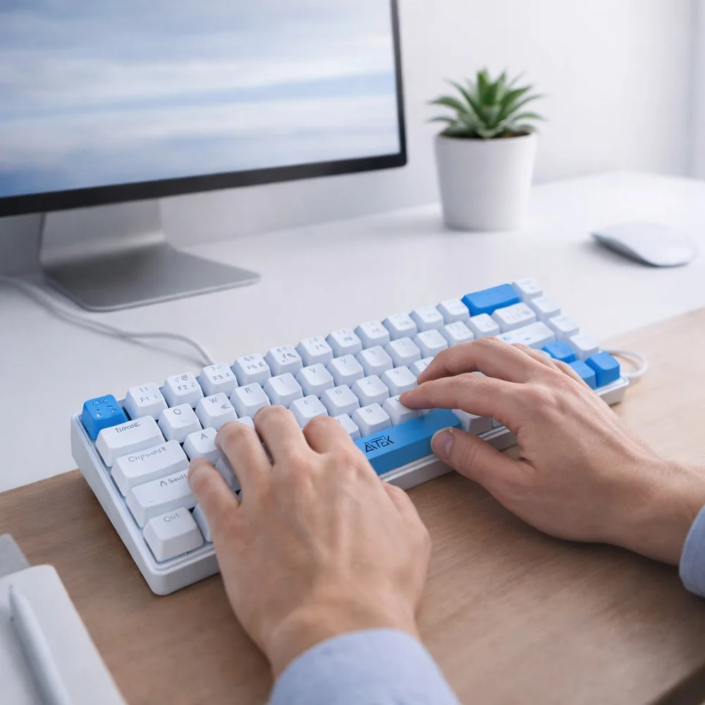 Imagem 4 de 5 do produto Teclado Mecânico Gamer RGB 60% Layout Abnt2 Compacto Com 68 Teclas Para PC E Notebook Melhore Sua Performance Nos Jogos