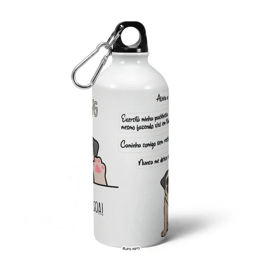 Imagem 3 de 5 do produto Garrafa Squeeze Mq - Meu Pug, Melhor Pessoa!
