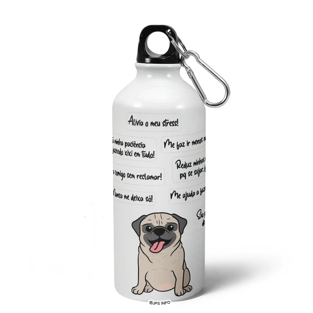 Imagem 5 de 5 do produto Garrafa Squeeze Mq - Meu Pug, Melhor Pessoa!