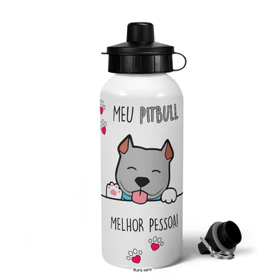 Garrafa Squeeze Mq - Meu Pitbull Cinza, Melhor Pessoa!