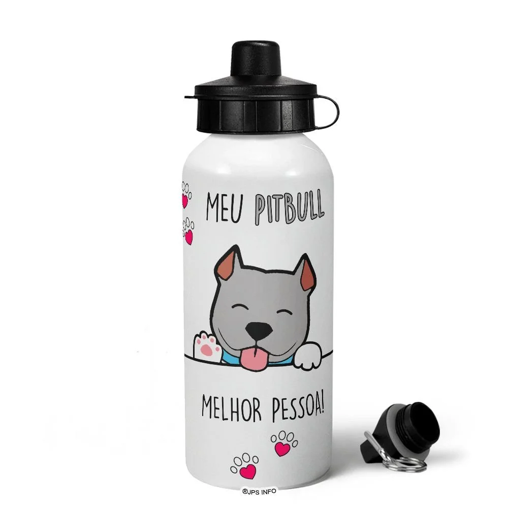 Imagem 2 de 5 do produto Garrafa Squeeze Mq - Meu Pitbull Cinza, Melhor Pessoa!