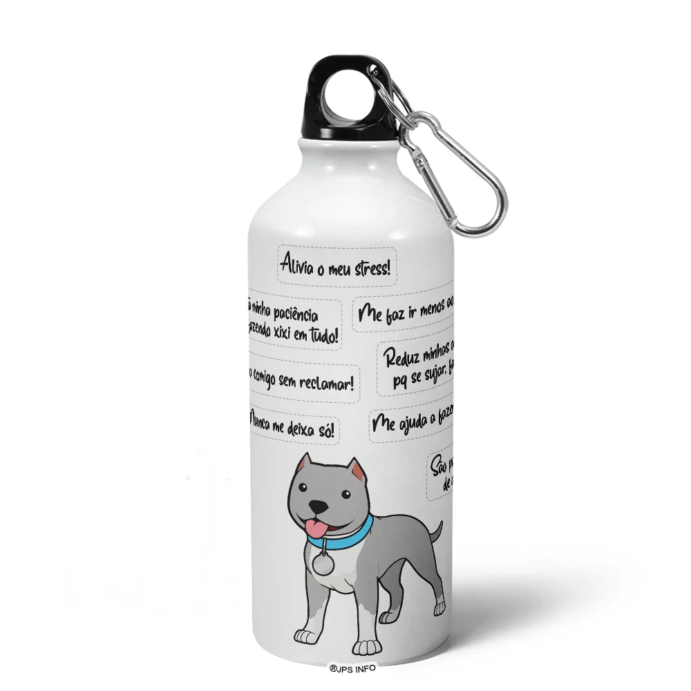 Imagem 5 de 5 do produto Garrafa Squeeze Mq - Meu Pitbull Cinza, Melhor Pessoa!