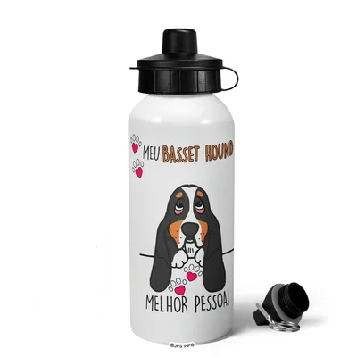 Garrafa Squeeze Mq Dog - Meu Basset Hound, Melhor Pessoa! M2