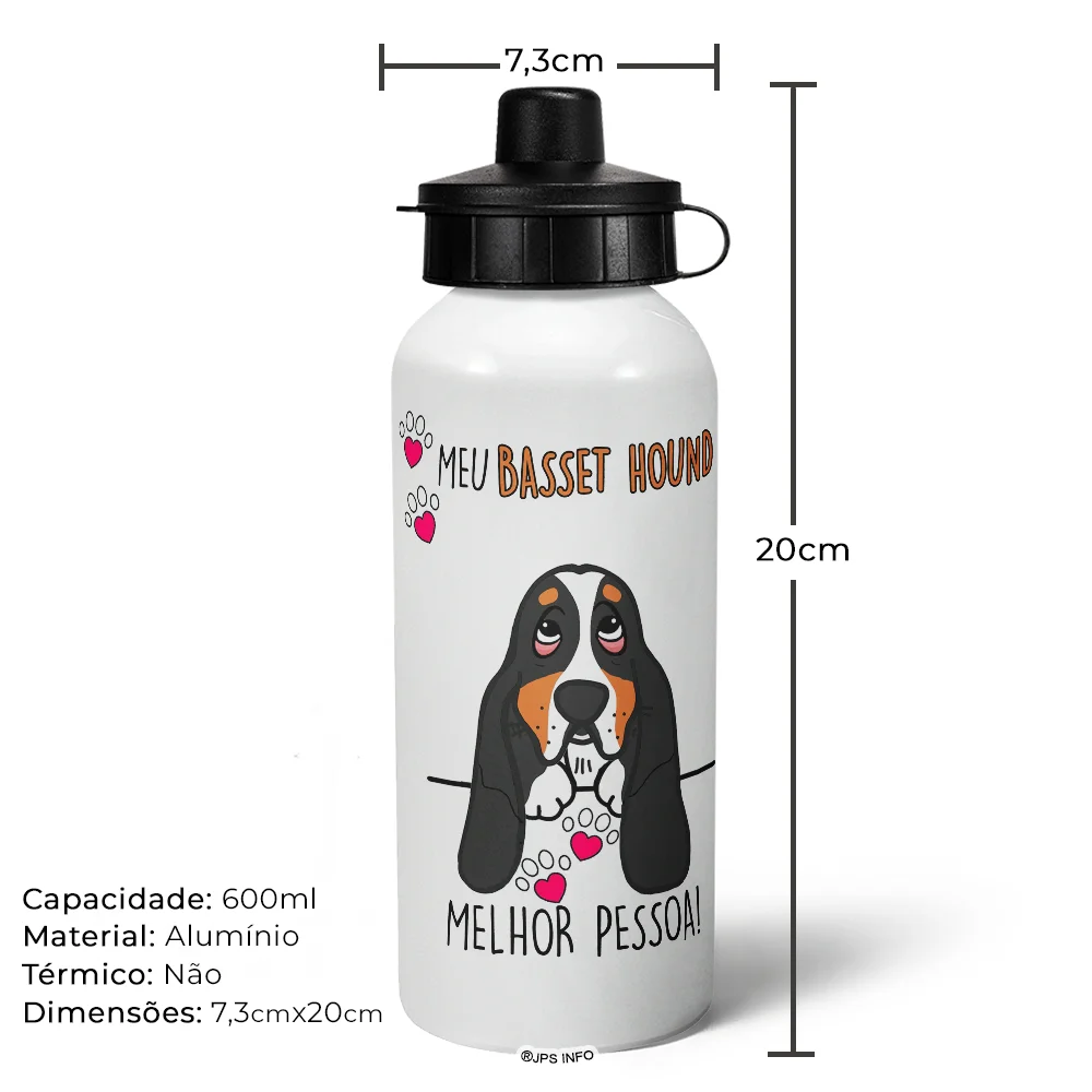 Imagem 4 de 5 do produto Garrafa Squeeze Mq Dog - Meu Basset Hound, Melhor Pessoa! M2