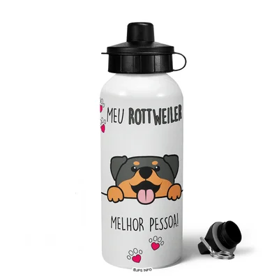 Garrafa Squeeze Mq - Meu Rottweiler, Melhor Pessoa!