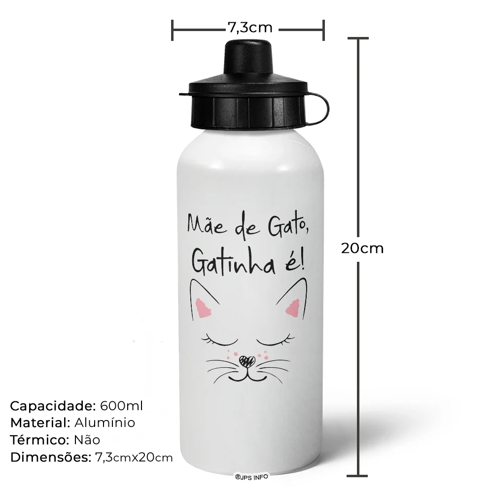 Imagem 2 de 4 do produto Garrafa Squeeze Mq - Mãe De Gato, Gatinha É!