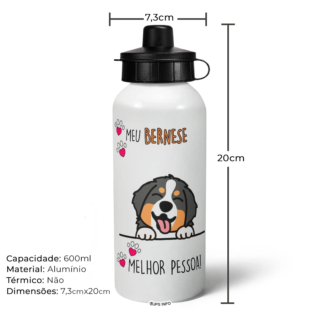 Imagem 4 de 5 do produto Garrafa Squeeze Mq Dog - Meu Bernese, Melhor Pessoa!