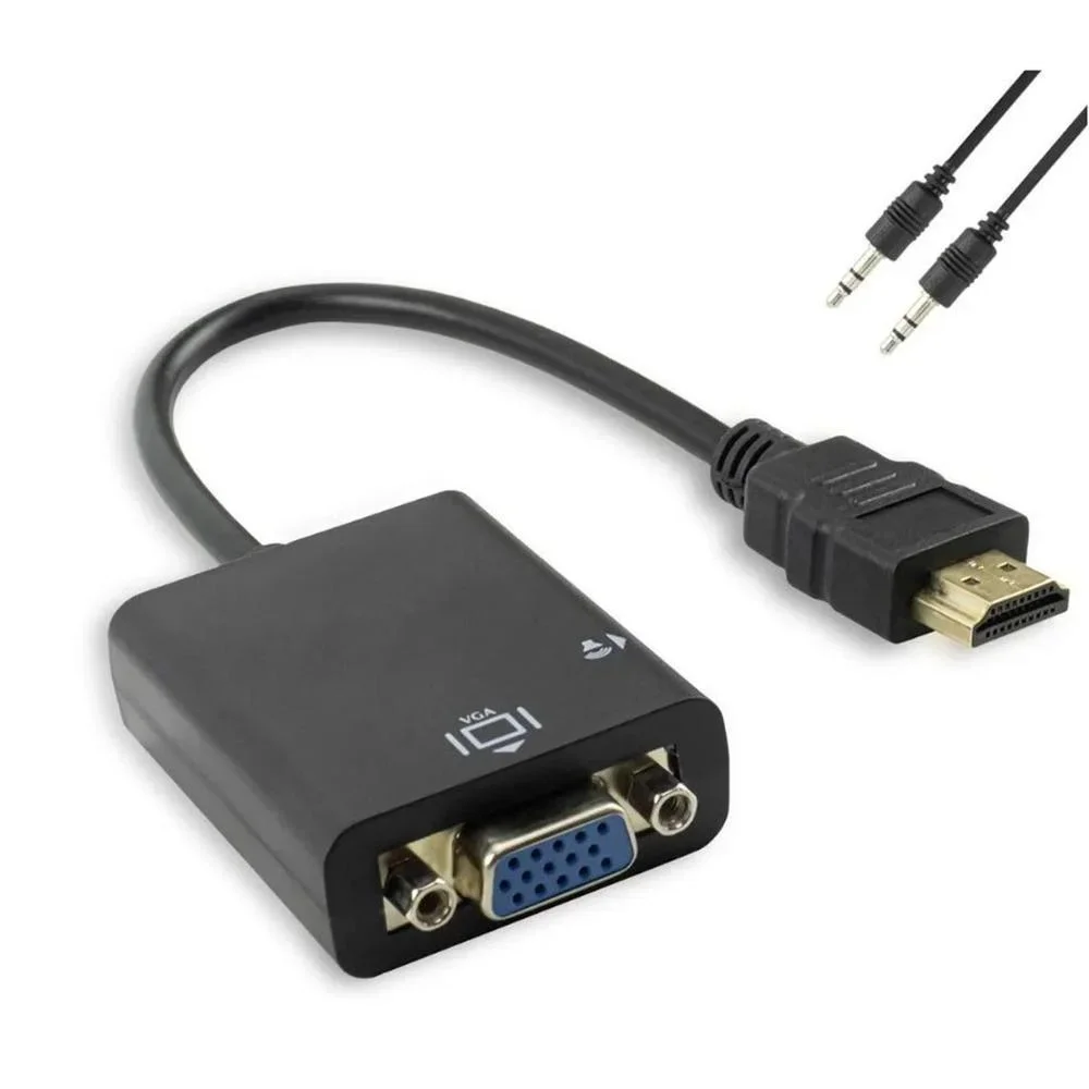 Imagem 2 de 4 do produto Cabo Adapt Conversor HDMI Para Vga Com Saída P2 De Áudio