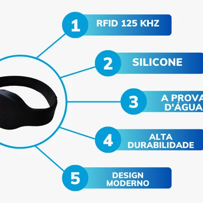 Pulseira Rfid 125 Khz Silicone Gg Preto - 10 Unidades — foto 3