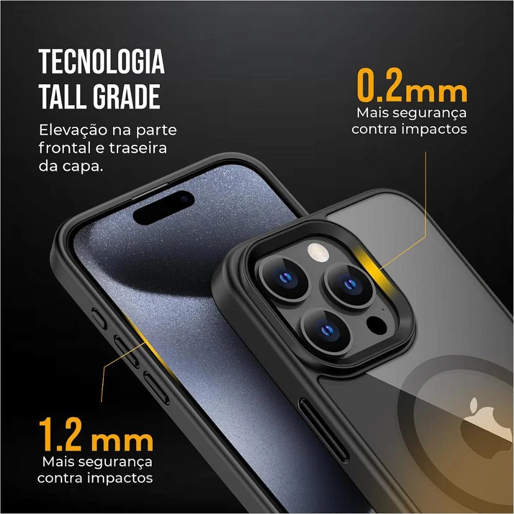 Imagem 2 de 5 do produto Capa Case Capinha Magsafe Para Iphone 17e - Preta - Gshield